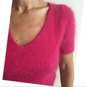 Liu Jo Angora Fuchsia Pink Cropped Wool Short Top